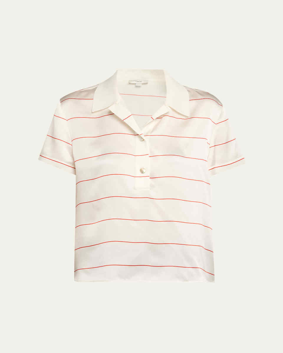 Stripe Knit Collar Polo Shirt